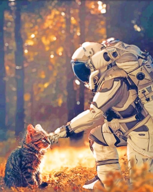 Aesthetic Astronaut With Cat paint by numbers