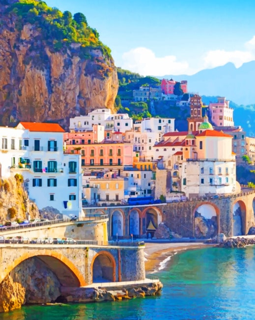 Amalfi Coast Italy - Cities Paint By Number - Paint by numbers for