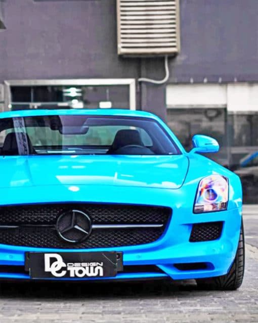 Baby Blue Mercedes Benz paint by numbers