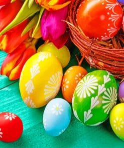 Close Up multicolored Eggs paint by numbers