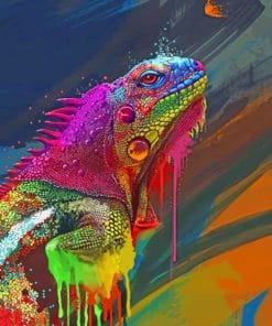 Colorful Common Iguanas paint by numbers