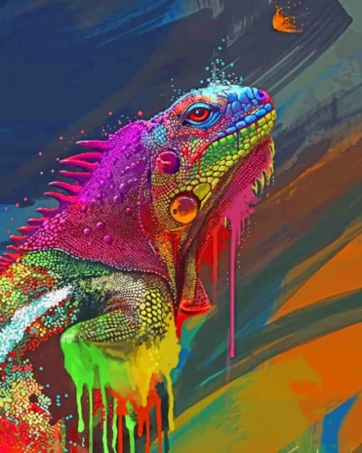 Colorful Common Iguanas paint by numbers