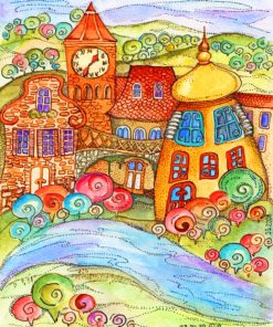 Colorful Buildings Abstract Art paint by numbers