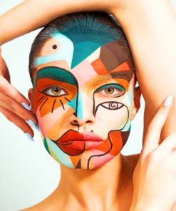 Colorful Girl Face paint by numbers
