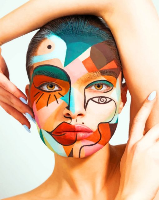 Colorful Girl Face paint by numbers