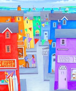 Colorful houses paint by numbers