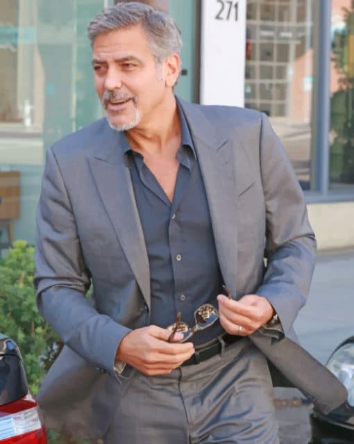 George Clooney With Grey Suit paint by numbers