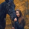 Girl And Black Horse paint by numbers