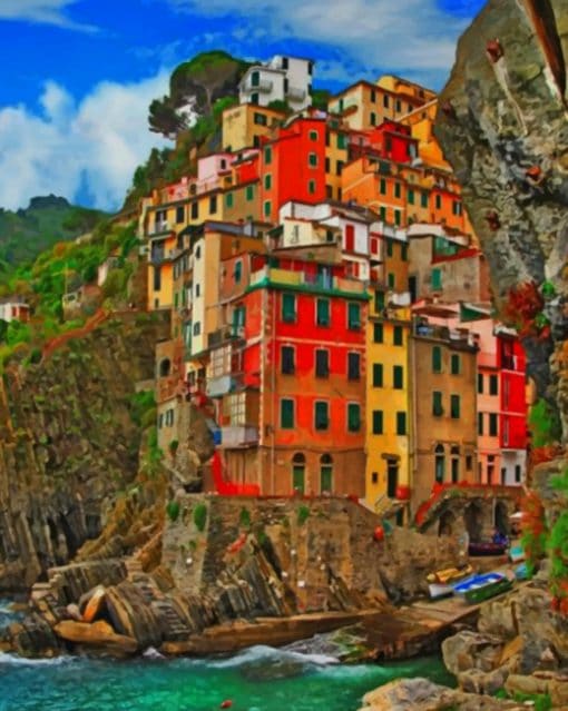 Manarola Town In Italy paint by numbers