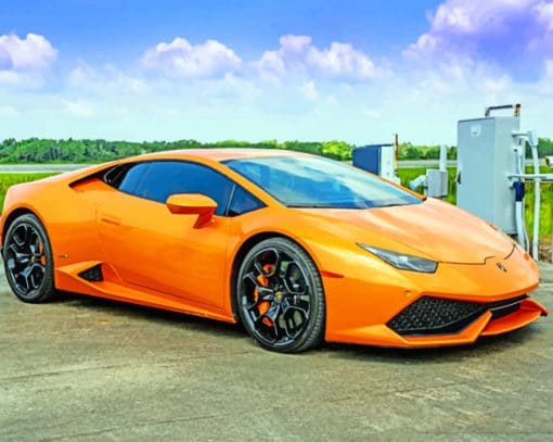 Orange Lamborghini paint by numbers