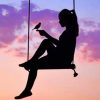 Silhouette Of Girl On Swing paint by numbers