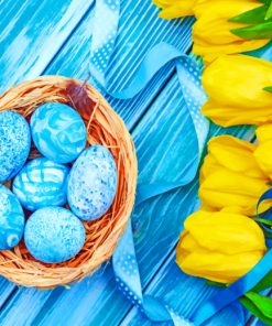 Tulip Flowers With Blue Eggs paint by numbers