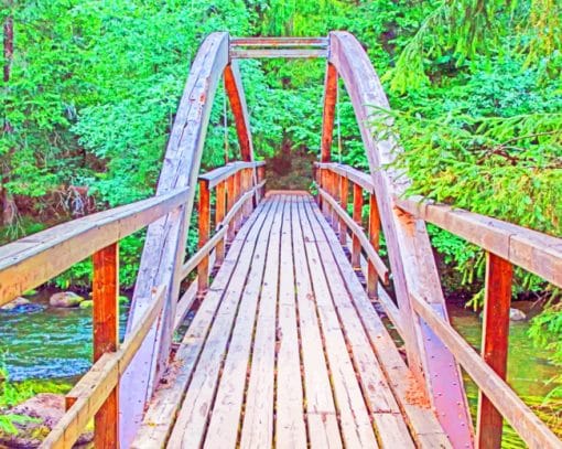 Wooden Bridge Within Trees paint by numbers