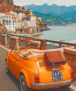 Yellow Vintage Car Atrani Italy paint by numbers