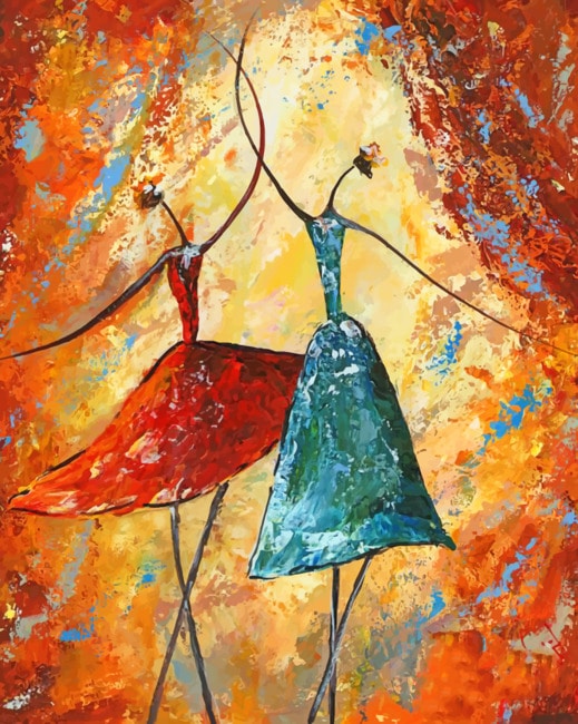 Abstract Ballet Dancers paint by numbers