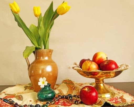 Apples And Tulip Vase paint by numbers
