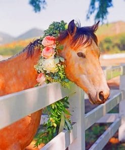 Horse With Flower Crown paint By Numbers