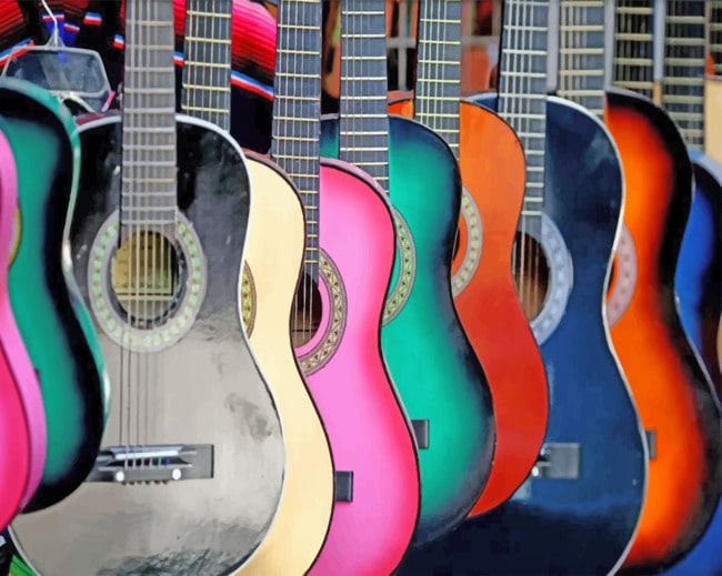 Colorful Guitars paint by numbers