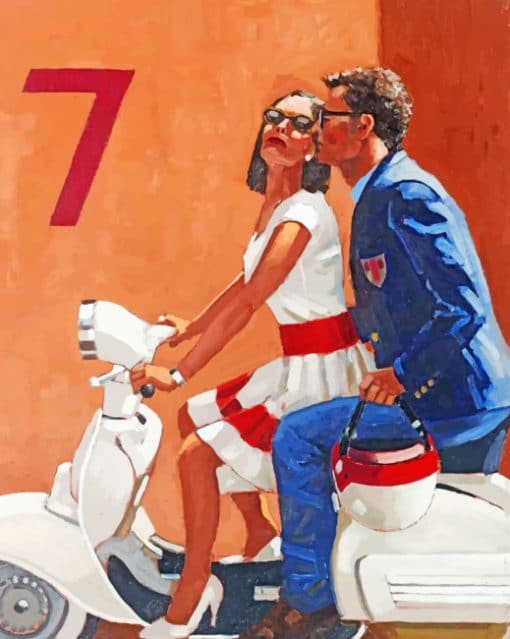 Couple On Motorcycle paint by numbers