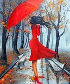 Girl In Rainy Day paint by numbers