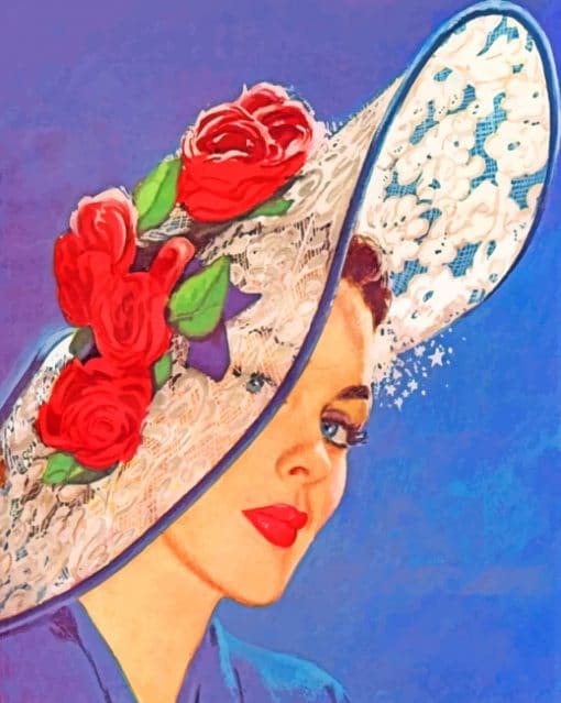 Girl With Floral Sunhat paint by numbers