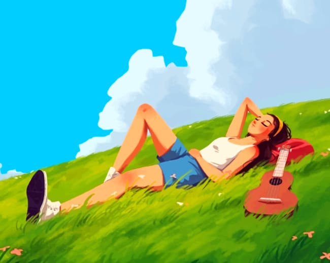 Guitarist Girl In Nature paint by numbers