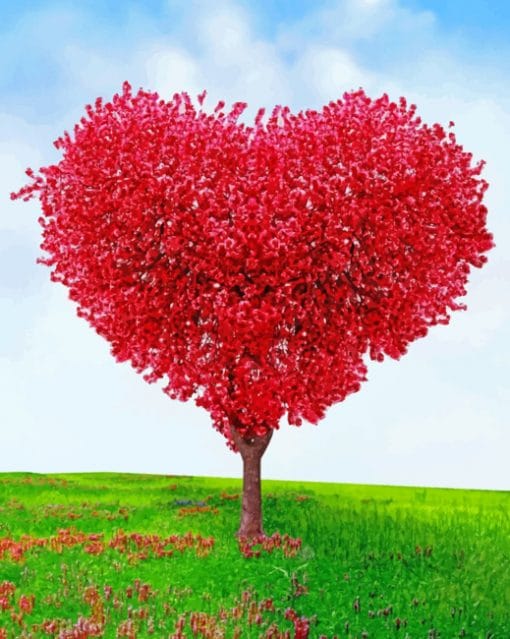 Heart Shape Tree paint by numbers