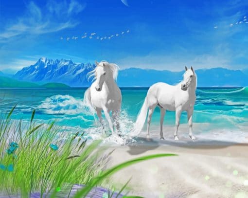 Horses On Beach paint by numbers