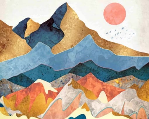 Illustration Mountains paint by numbers