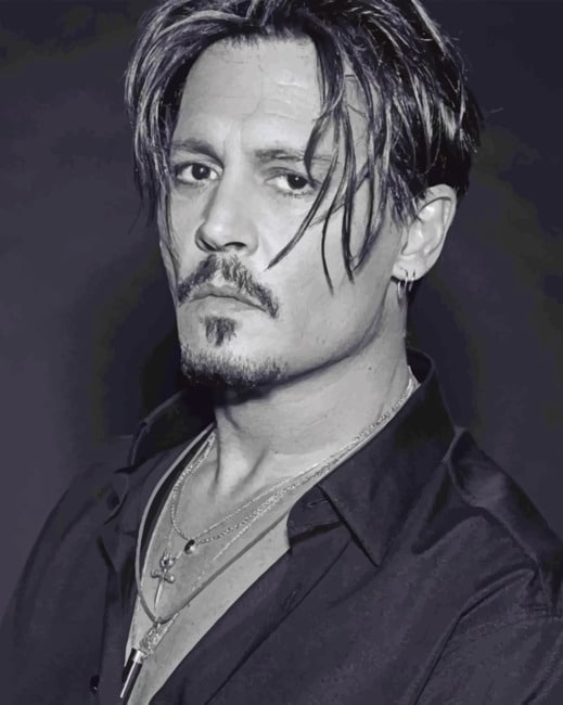Johnny Deep Black and White - Paint By Numbers - Painting By Numbers