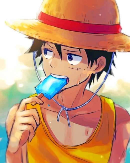 Luffy Eating Ice Cream paint by numbers