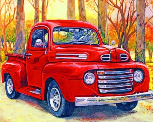 Old Red Pickup paint by numbers