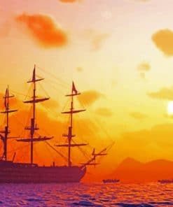 Pirate Ship Sunset paint by numbers