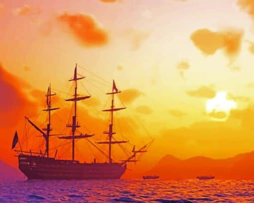 Pirate Ship Sunset paint by numbers