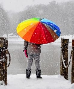 Snow Multicolored Umbrella paint by numbers