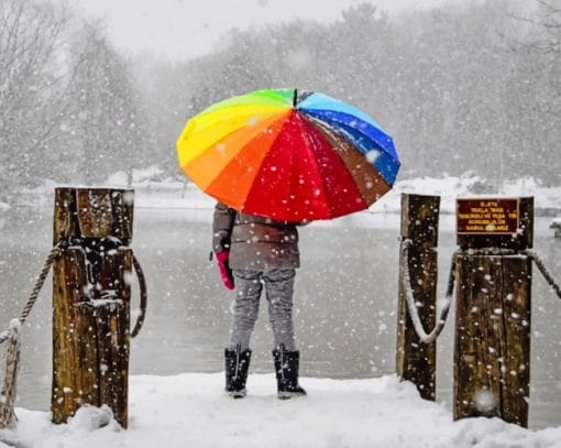 Snow Multicolored Umbrella paint by numbers