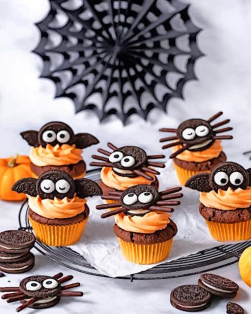 Spider Cupcakes Halloween paint by numbers