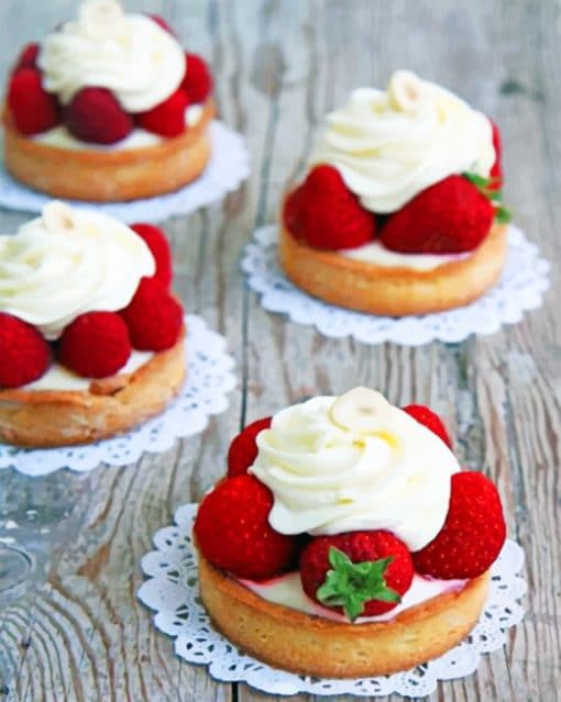 Strawberry Tarts With White Chocolate Cream paint by numbers