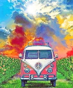 VW Bus In Farm pain by numbers