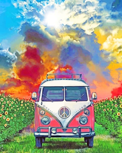 VW Bus In Farm pain by numbers