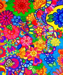 Abstact Colorful Flowers painting by numbers