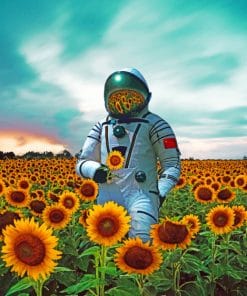 Astronaut In Sunflower Field paint by numbers
