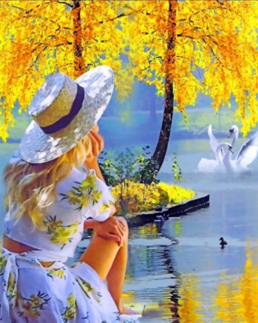 Blond Girl Contemplating To Nature paint by numbers