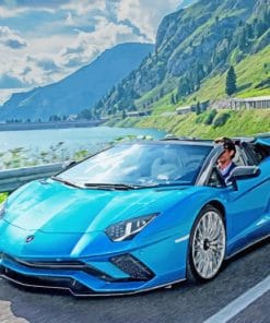 Blue Sport Car paint by numbers