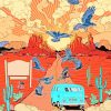 Car In Desert Illustration paint by numbers