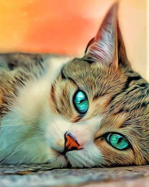 Cat With Green Eyes paint By Numbers