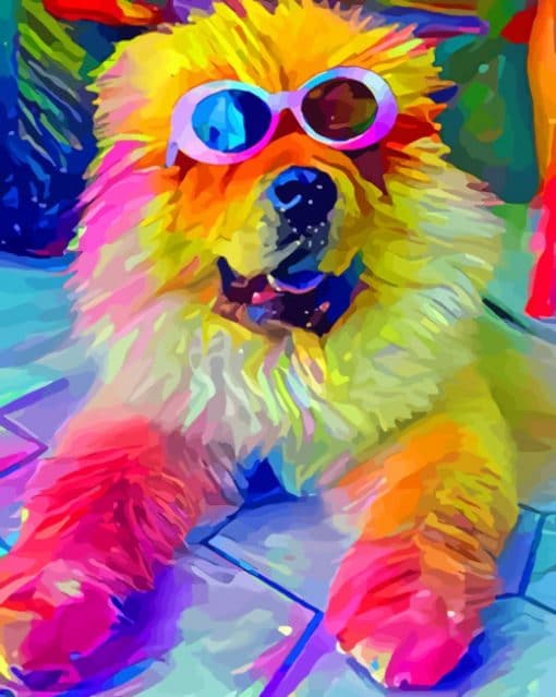 Colorful Dog With Sunglasses paint by numbers