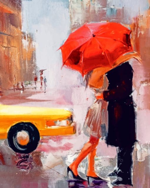 Couple In Rainy Day paint by numbers