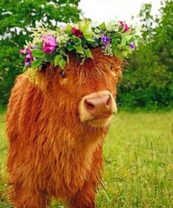 Cow In Flower Crown paint By numbers
