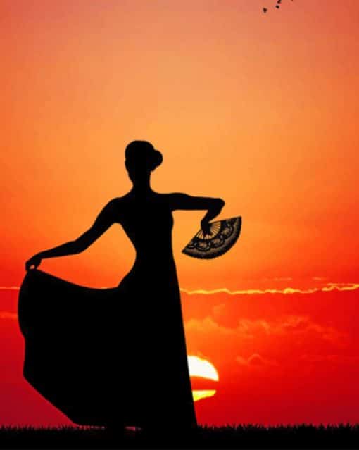 flamenco Dancer Silhouette paint by numbers